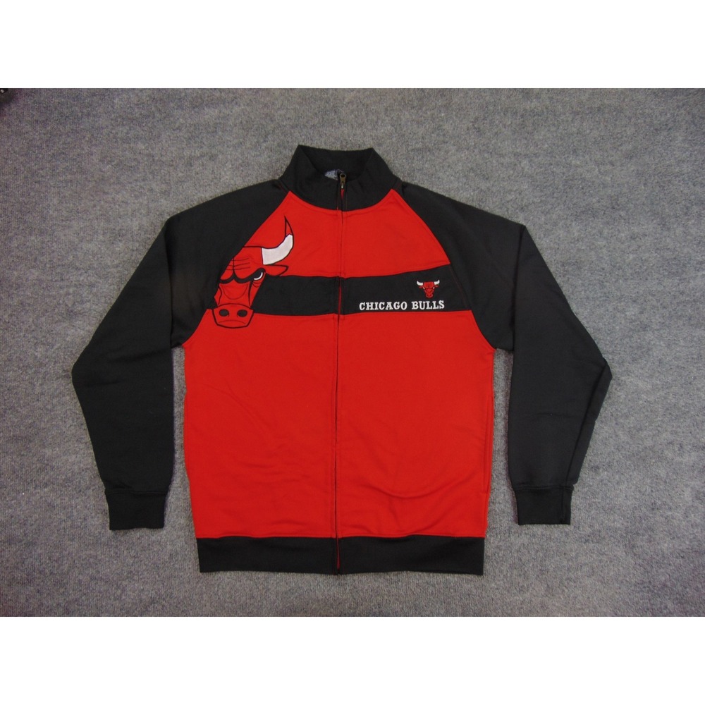 Chicago Bulls Track Jacket Mens Med NBA‎ Red Black Colorblock Full Zip NBA